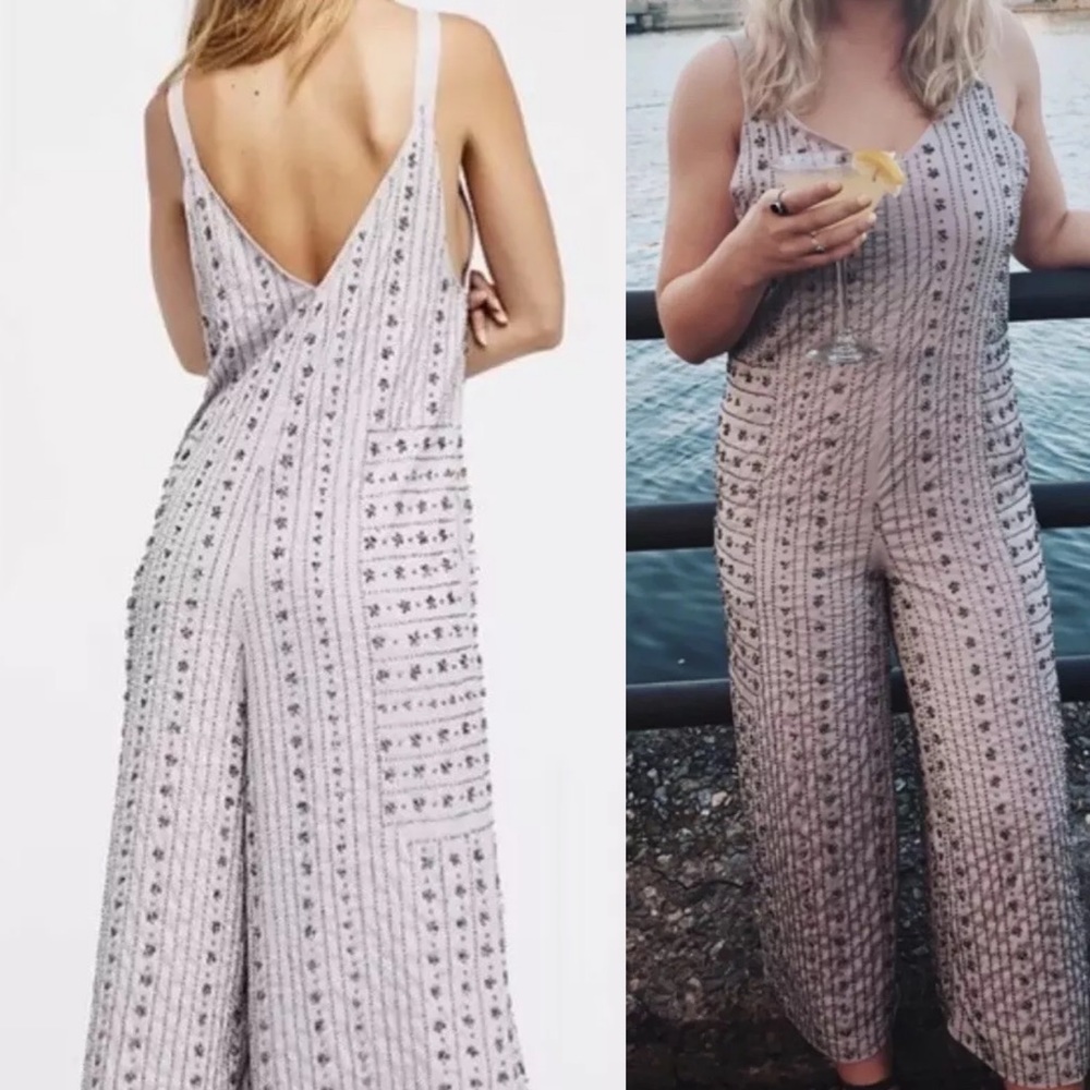 Free People Grace beaded embellished wide jumpsuit - Picture 2 of 6